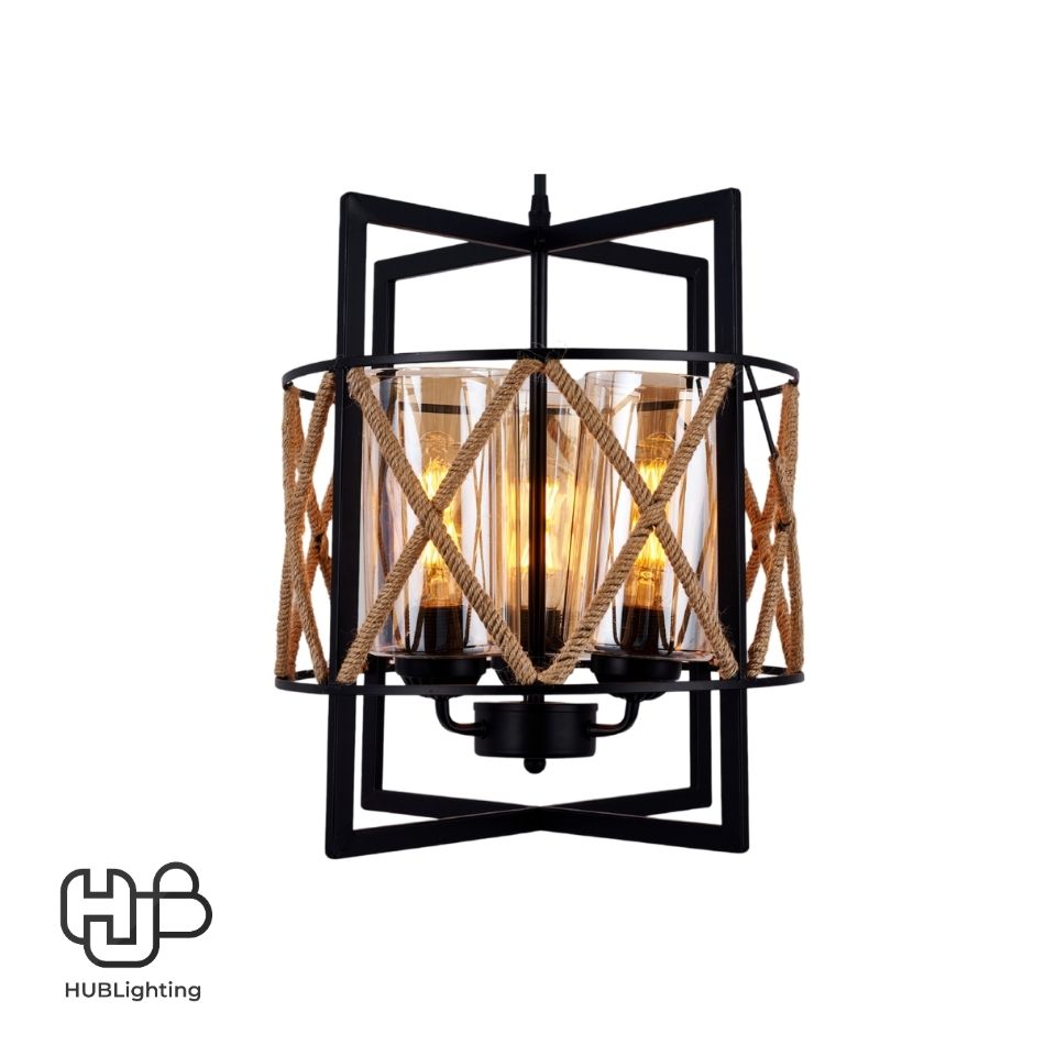 โคมไฟเพดาน PENDENT 3 ช่อ 680-3 BK E27 HUB LIGHTING