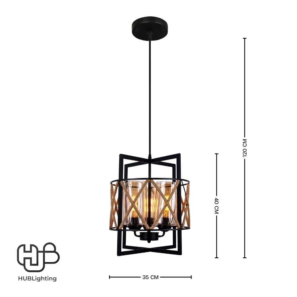 โคมไฟเพดาน PENDENT 3 ช่อ 680-3 BK E27 HUB LIGHTING