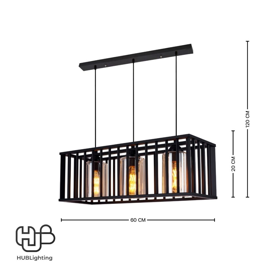 โคมไฟเพดาน PENDENT 3 ช่อ 682-3 BK E27 HUB LIGHTING