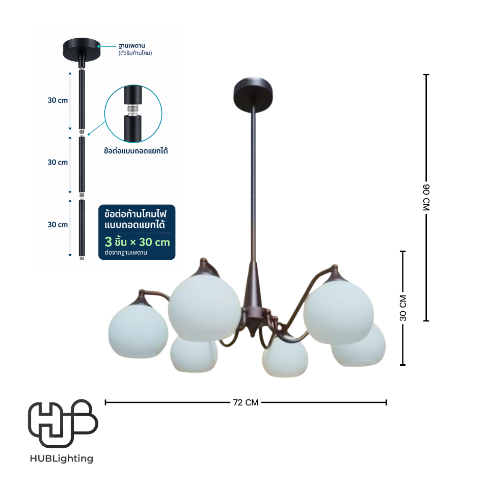โคมไฟเพดาน PENDENT ช่อ 36283-6 E27 HUB LIGHTING