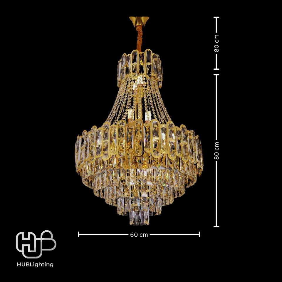 โคมไฟเพดาน CHANDELIER คริสตัล 65308-600 GD 8x E14 HUB LIGHTING