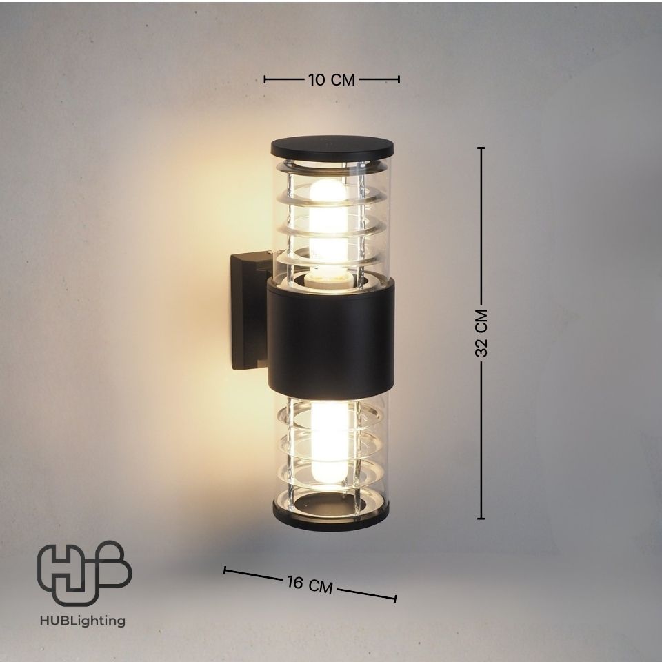 โคมไฟผนังภายนอก A1002 BK ดำ HUB LIGHTING