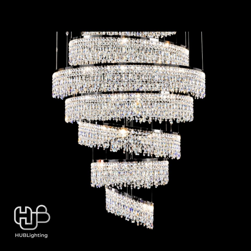 โคมไฟเพดาน CHANDELIER คริสตัล JYP954-D35+55+75+95+120+100+80+60+40 ทอง HUB LIGHTING