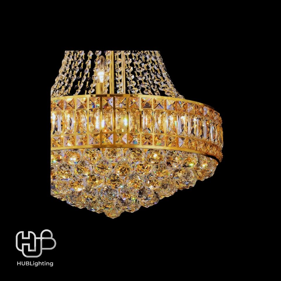 โคมไฟเพดาน CHANDELIER คริสตัล 65101-500 GD 10x E14 HUB LIGHTING
