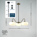 โคมไฟเพดาน PENDENT 3 ช่อ 36035/3 GD E27 HUB LIGHTING