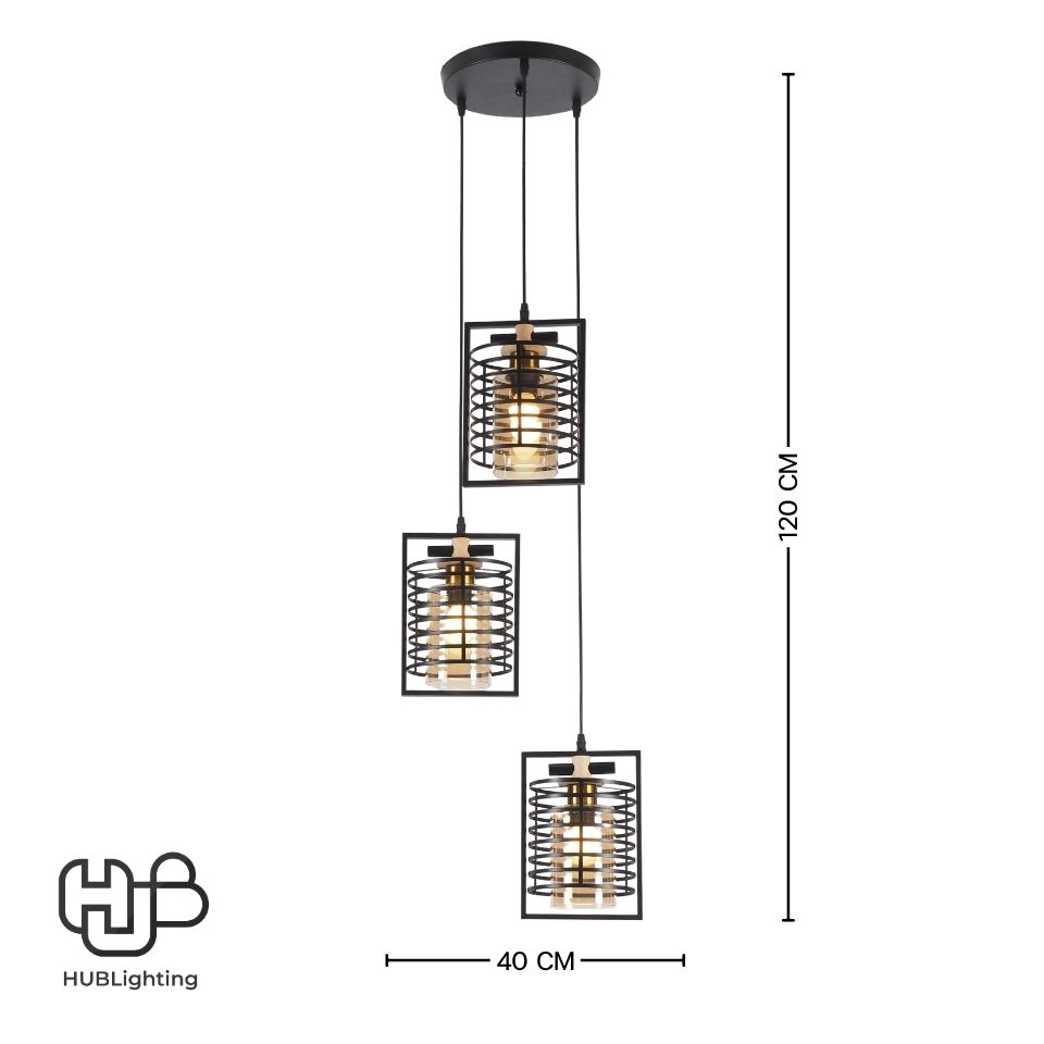 โคมไฟเพดาน PENDENT 3 ช่อ 5566-3 E27 HUB LIGHTING