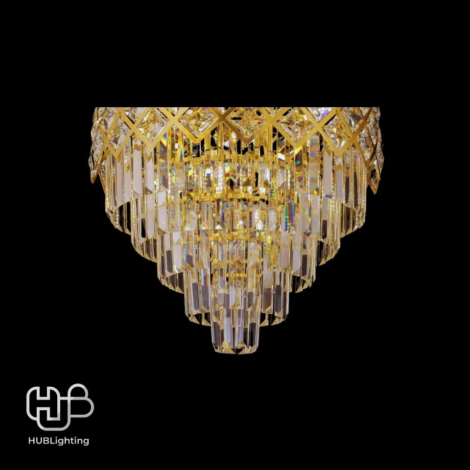 โคมไฟเพดาน CHANDELIER คริสตัล 65304-500 GD 10x E14 HUB LIGHTING