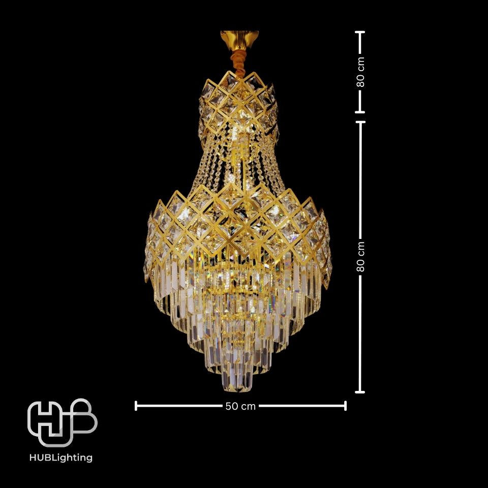 โคมไฟเพดาน CHANDELIER คริสตัล 65304-500 GD 10x E14 HUB LIGHTING