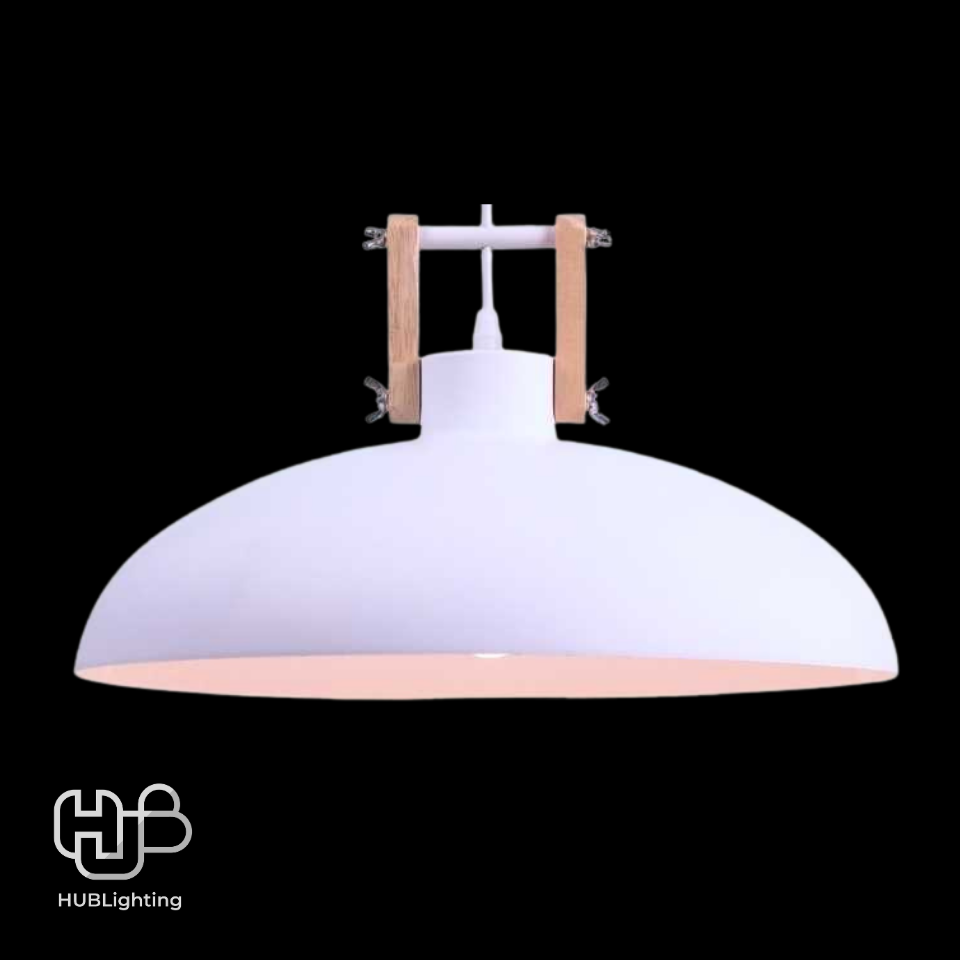 โคมไฟเพดาน PENDENT ช่อ 7467/1 WH+WOOD (380x150) HUB LIGHTING