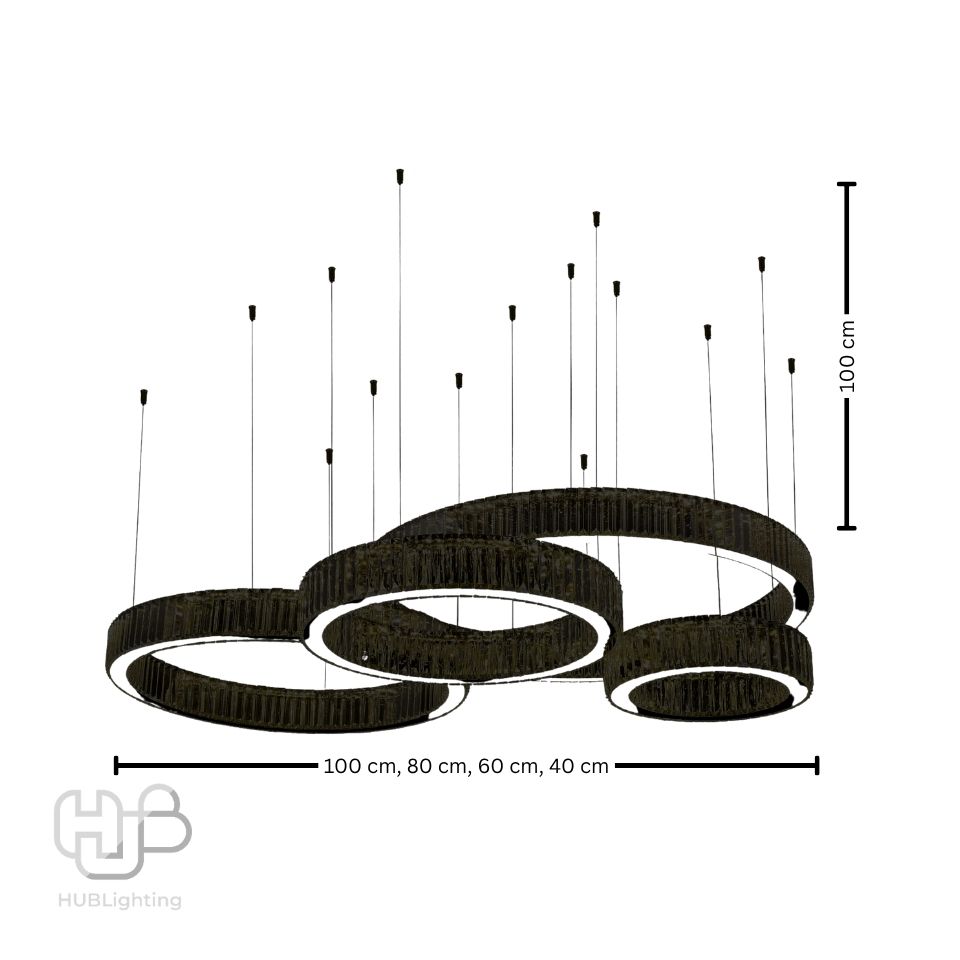 โคมไฟเพดาน CHANDELIER คริสตัล JYP905-D40+60+80+100 ทอง HUB LIGHTING