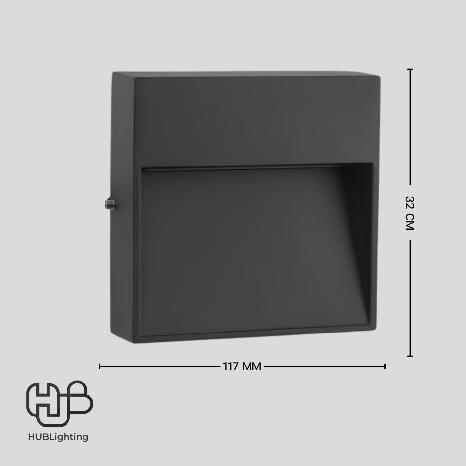 โคมไฟผนัง STEP LIGHT ฝัง เหลี่ยม 9403 BK (117x32) ดำ Warmwhite 3000K HUB LIGHTING