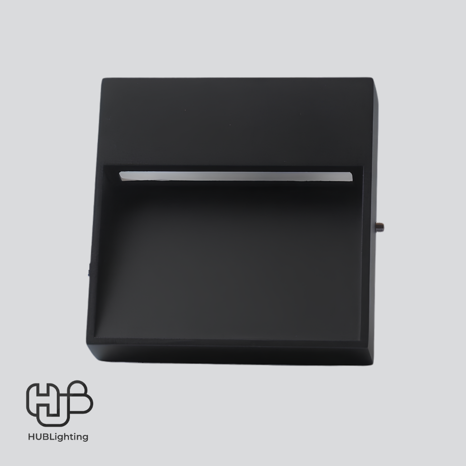 โคมไฟผนัง STEP LIGHT ฝัง เหลี่ยม 9403 BK (117x32) ดำ Warmwhite 3000K HUB LIGHTING
