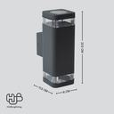 โคมไฟผนังภายนอก PY1006 BK ดำ 2x HUB LIGHTING