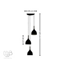 โคมไฟเพดาน PENDENT 3 ช่อ 7709/3S BK ฐานกลม (170x250) E27 HUB LIGHTING