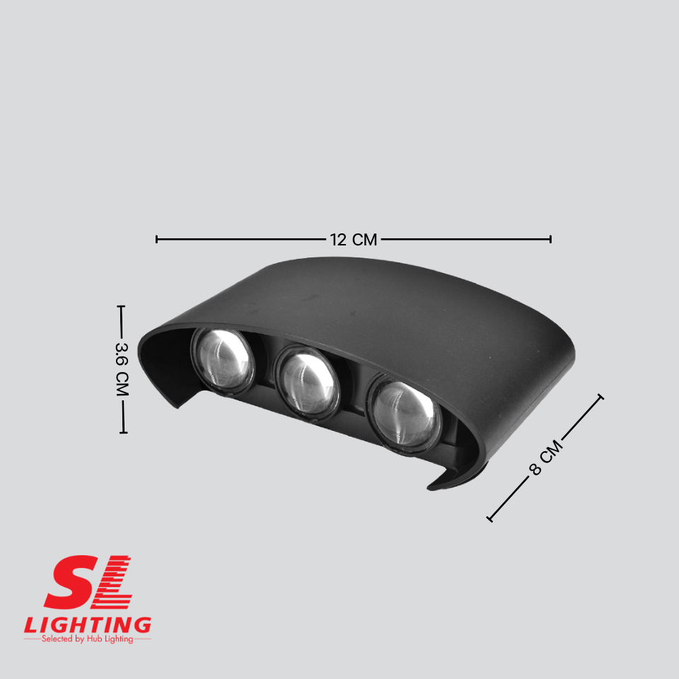 โคมไฟผนังภายนอก TER-06-3P-W5.5W30-WBK SPACE 6W Warmwhite 3000K SL LIGHTING