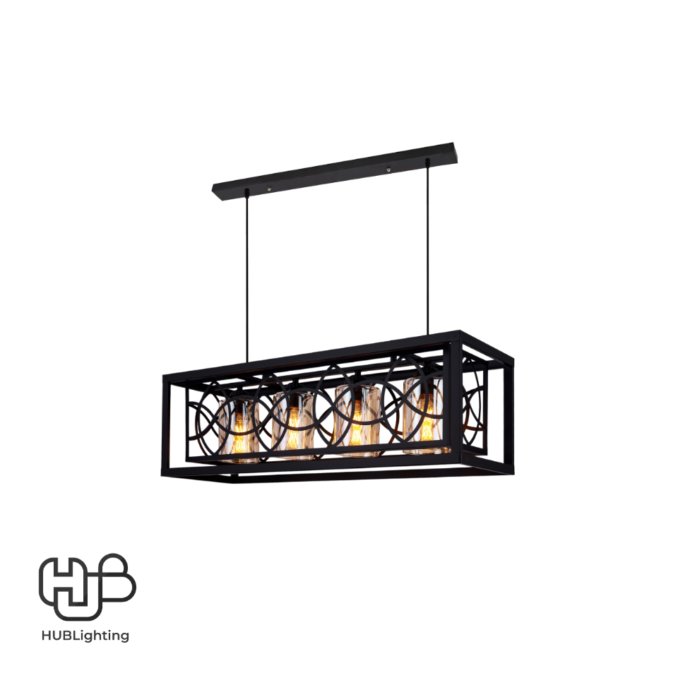 โคมไฟเพดาน PENDENT 4 ช่อ 650-4 BK E27 HUB LIGHTING