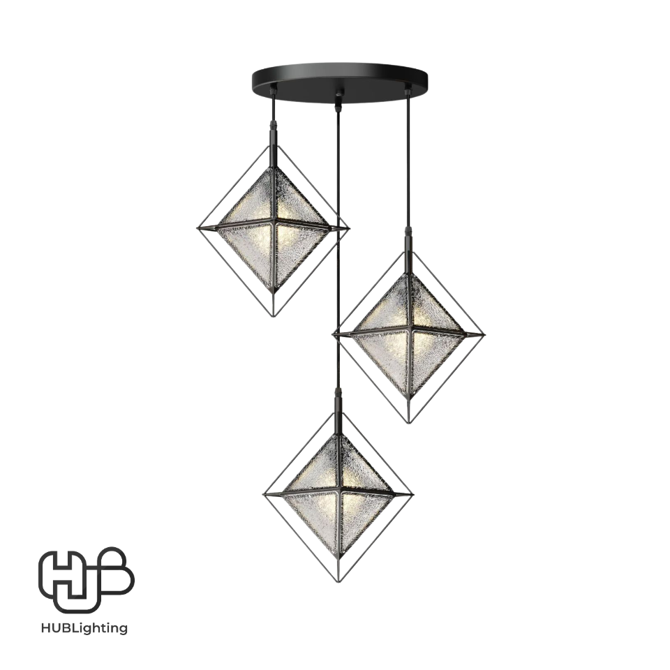 โคมไฟเพดาน PENDENT 3 ช่อ 654-3 BK E27 HUB LIGHTING