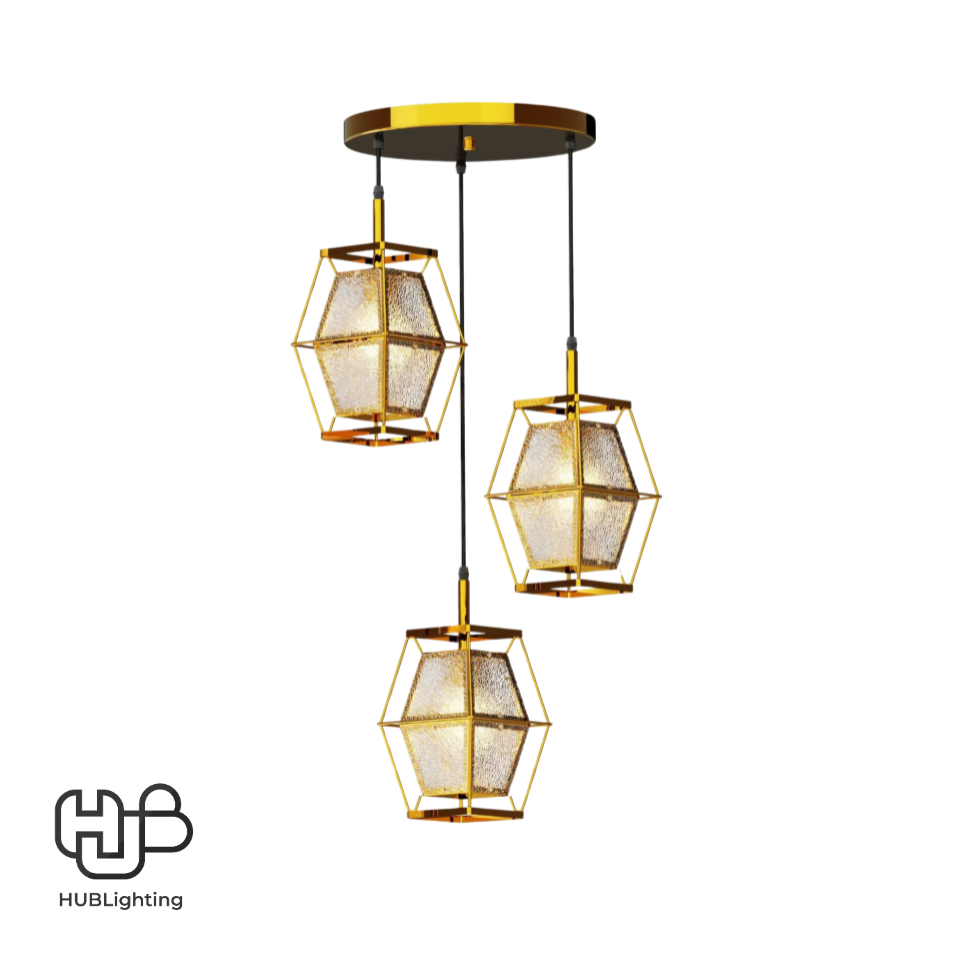 โคมไฟเพดาน PENDENT 3 ช่อ 656-3 GD E27 HUB LIGHTING