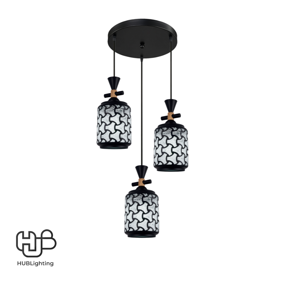 โคมไฟเพดาน PENDENT 3 ช่อ 660-3 BK E27 HUB LIGHTING