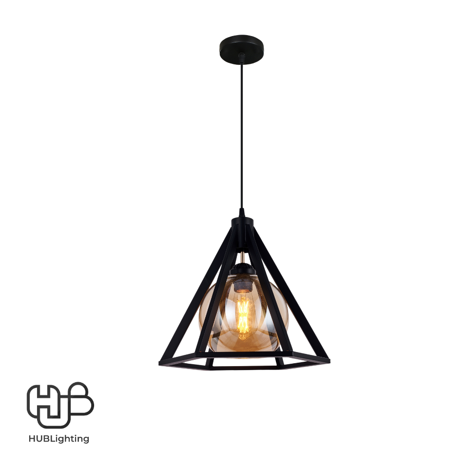 โคมไฟเพดาน PENDENT เดี่ยว 666-1 BK E27 HUB LIGHTING