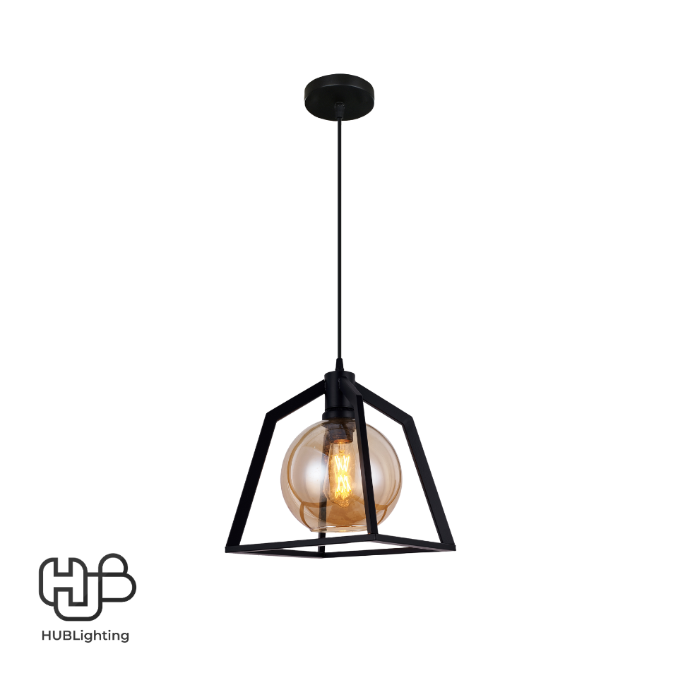 โคมไฟเพดาน PENDENT เดี่ยว 668-1 BK E27 HUB LIGHTING