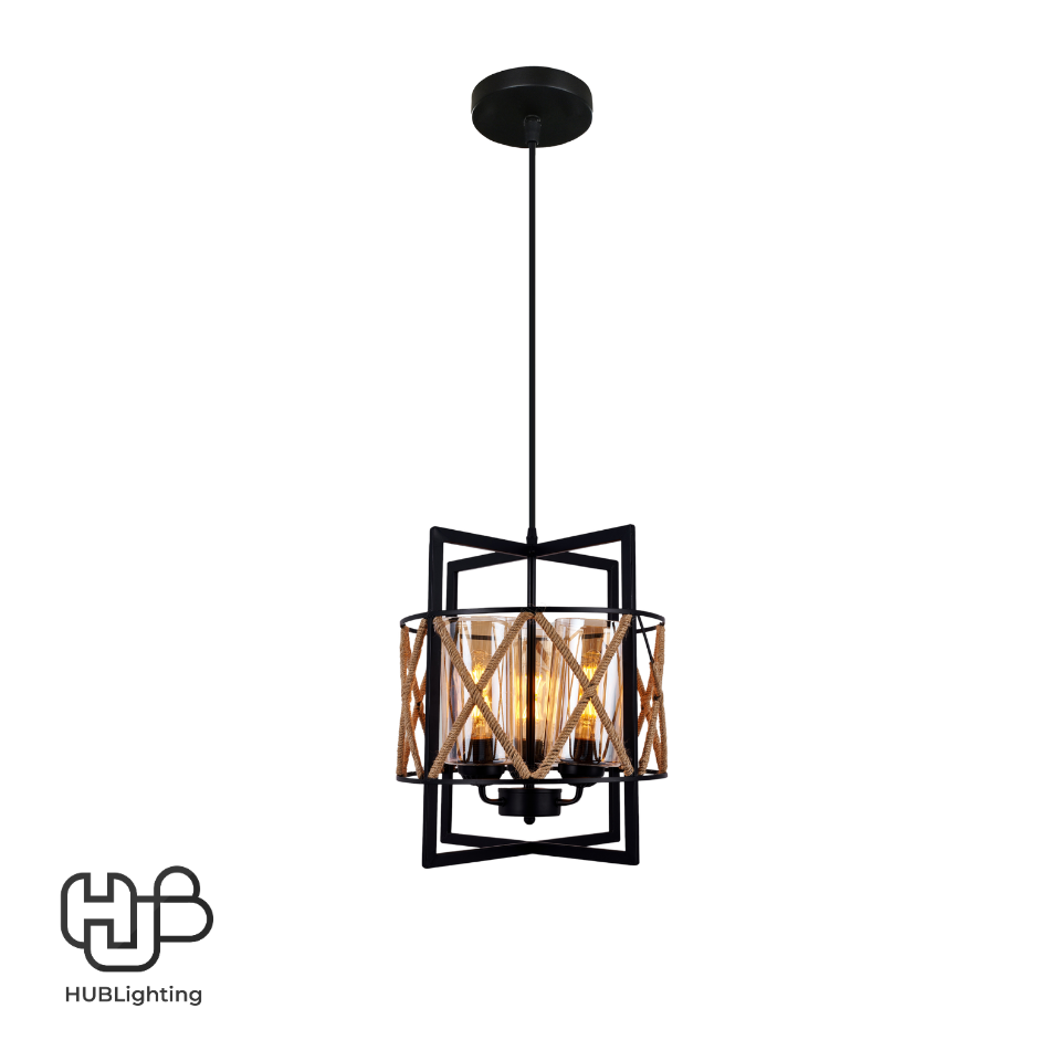 โคมไฟเพดาน PENDENT 3 ช่อ 680-3 BK E27 HUB LIGHTING