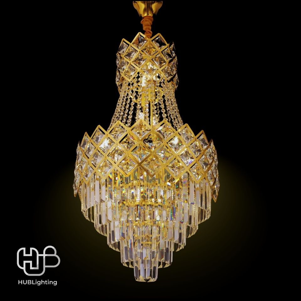 โคมไฟเพดาน CHANDELIER คริสตัล 65304-500 GD 10x E14 HUB LIGHTING