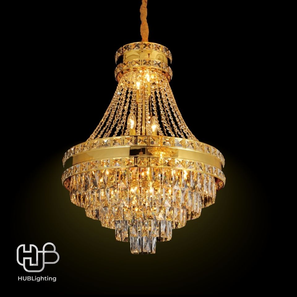 โคมไฟเพดาน CHANDELIER คริสตัล 65309-600 GD 8x E14 HUB LIGHTING