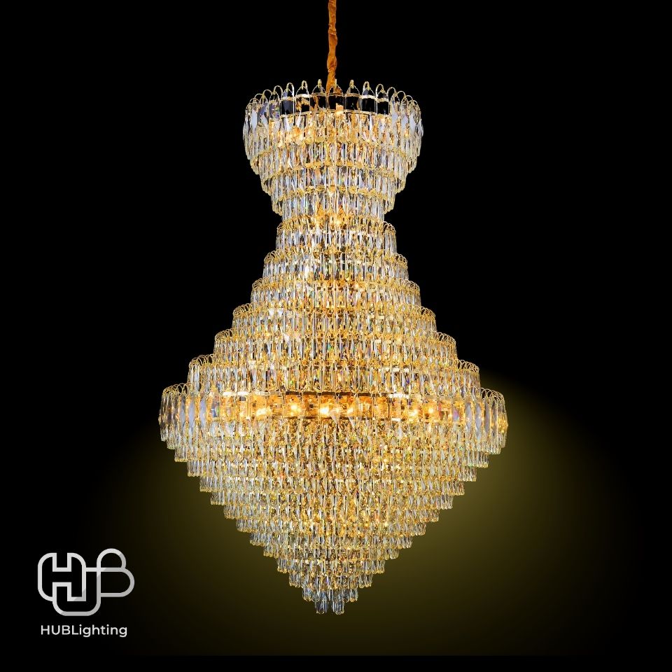 โคมไฟเพดาน CHANDELIER คริสตัล 6064-800 GD 29x E14 HUB LIGHTING