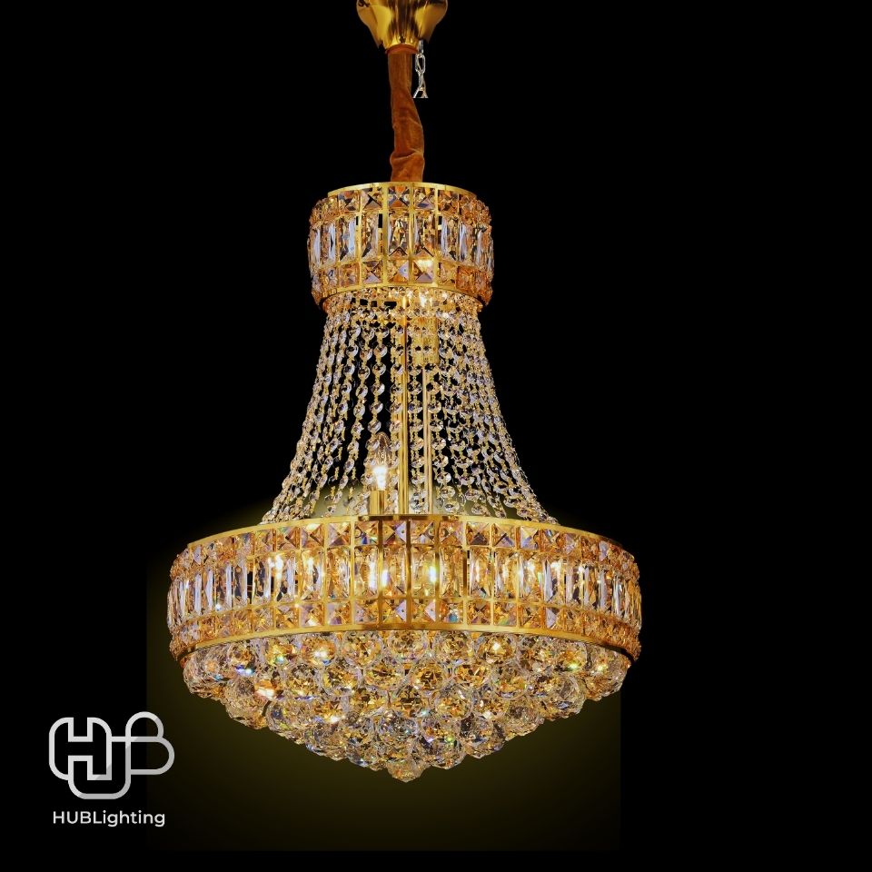 โคมไฟเพดาน CHANDELIER คริสตัล 65101-500 GD 10x E14 HUB LIGHTING