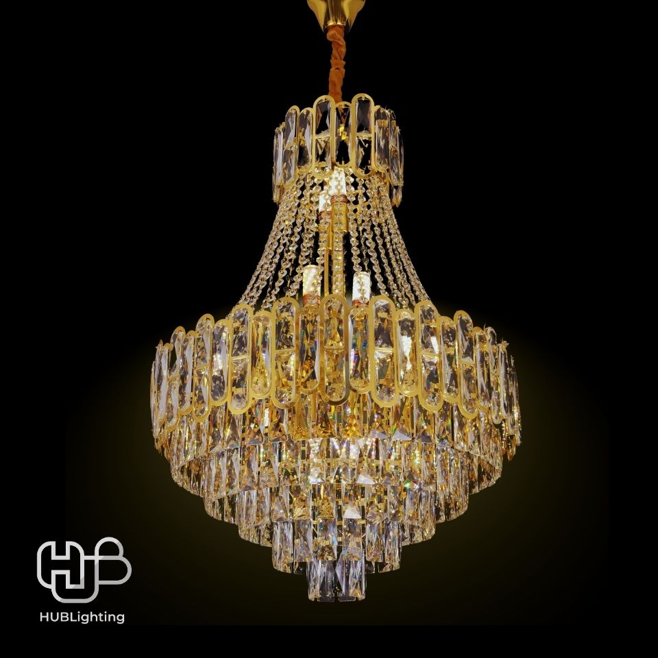 โคมไฟเพดาน CHANDELIER คริสตัล 65308-600 GD 8x E14 HUB LIGHTING