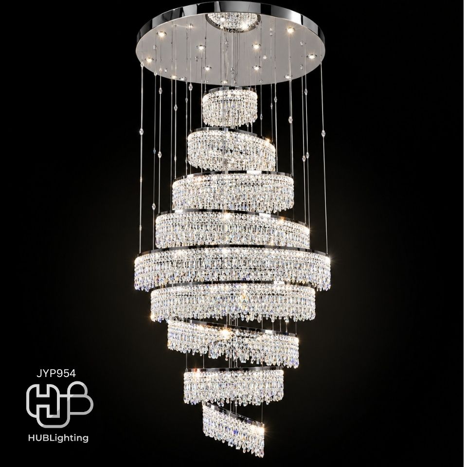 โคมไฟเพดาน CHANDELIER คริสตัล JYP954-D35+55+75+95+120+100+80+60+40 ทอง HUB LIGHTING