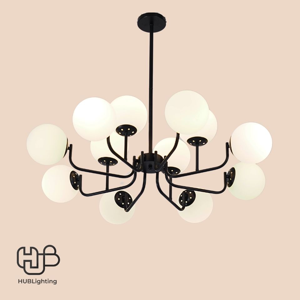 โคมไฟเพดาน PENDENT ช่อ 36113/8+4 BK HUB LIGHTING
