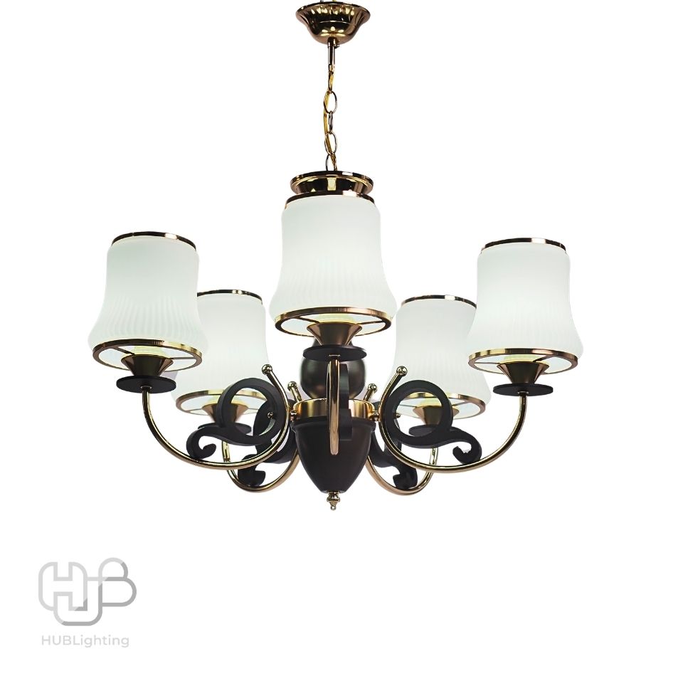 โคมไฟเพดาน PENDENT ช่อ 7901A/5 FGD+BR น้ำตาล E27 HUB LIGHTING