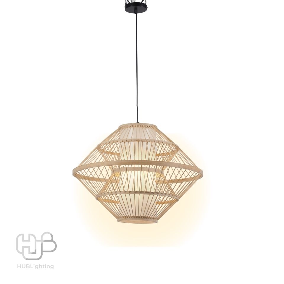 โคมไฟเพดาน PENDENT เดี่ยว C-7124 BAMBOO E27 ไม้ HUB LIGHTING