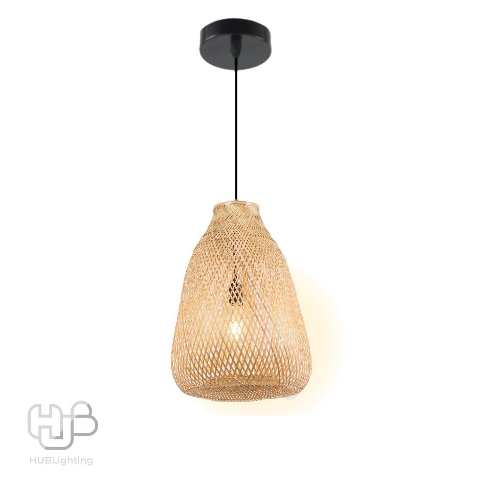 โคมไฟเพดาน PENDENT เดี่ยว C-5391 BAMBOO E27 ไม้ HUB LIGHTING