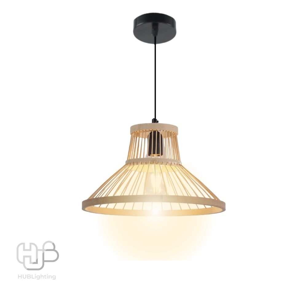 โคมไฟเพดาน PENDENT เดี่ยว C-5394 BAMBOO E27 ไม้ HUB LIGHTING