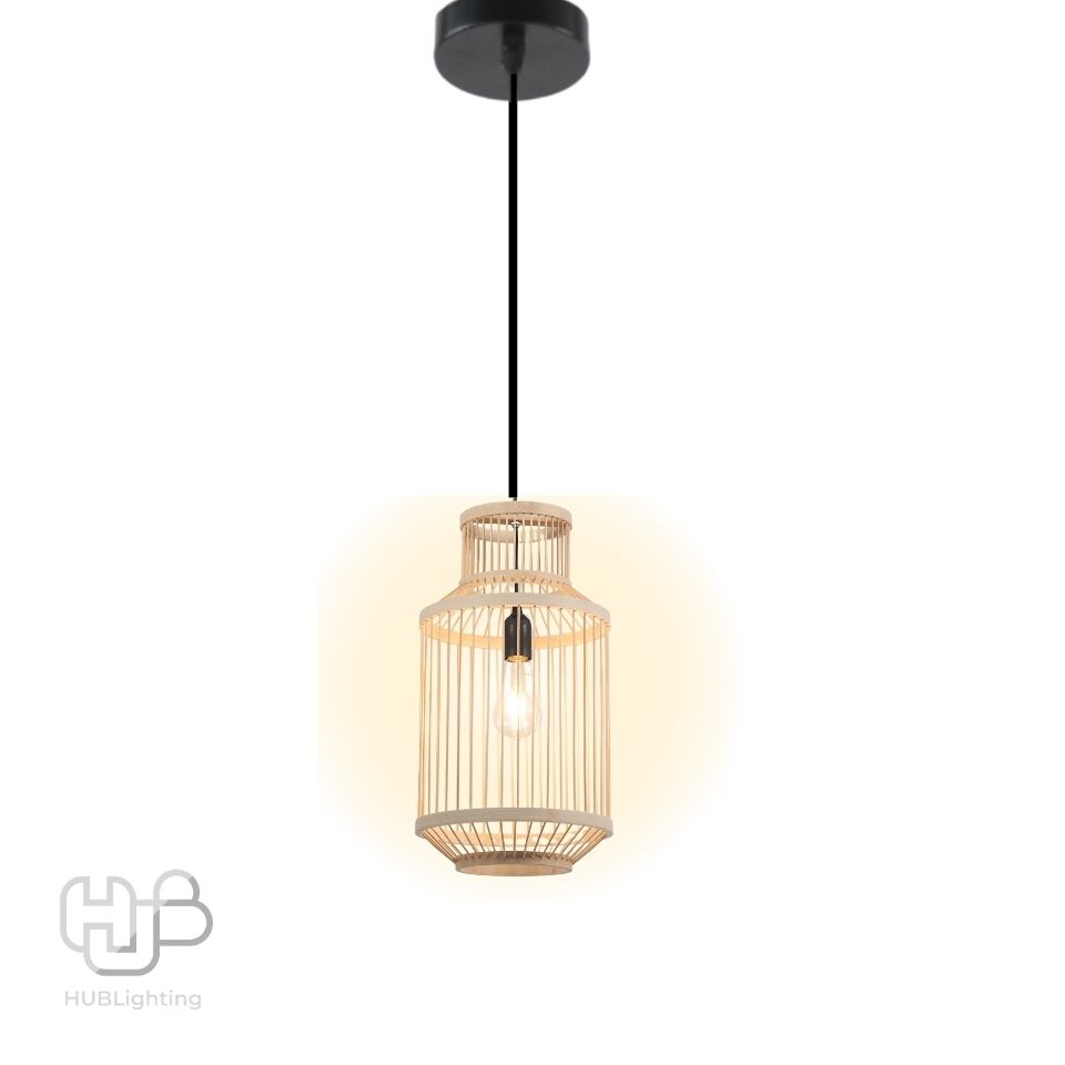 โคมไฟเพดาน PENDENT เดี่ยว C-5396 BAMBOO E27 ไม้ HUB LIGHTING