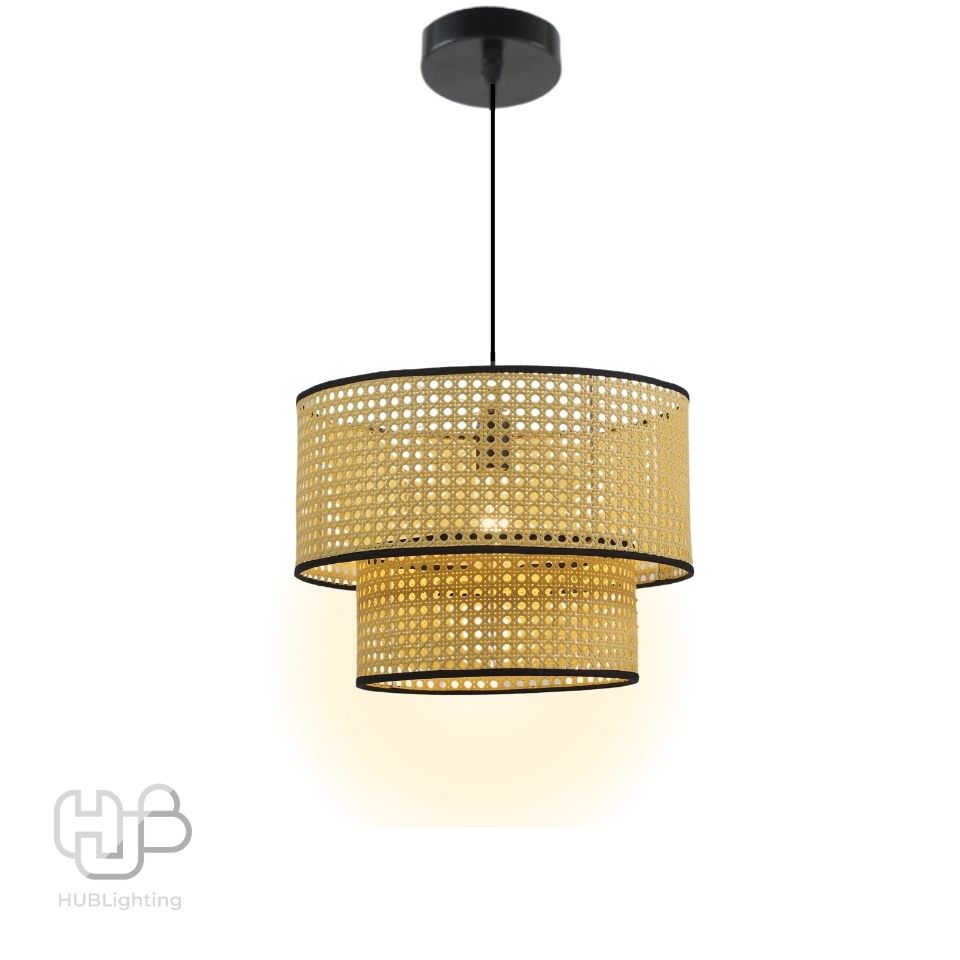 โคมไฟเพดาน PENDENT เดี่ยว G-128 RATTAN E27 ไม้ HUB LIGHTING
