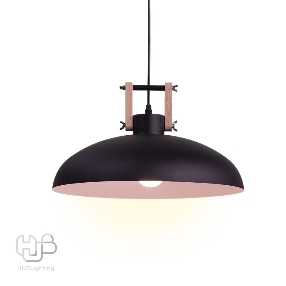 โคมไฟเพดาน PENDENT ช่อ 7467/1 BK+WOOD (380x150) HUB LIGHTING