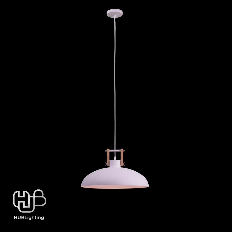 โคมไฟเพดาน PENDENT ช่อ 7467/1 WH+WOOD (380x150) HUB LIGHTING