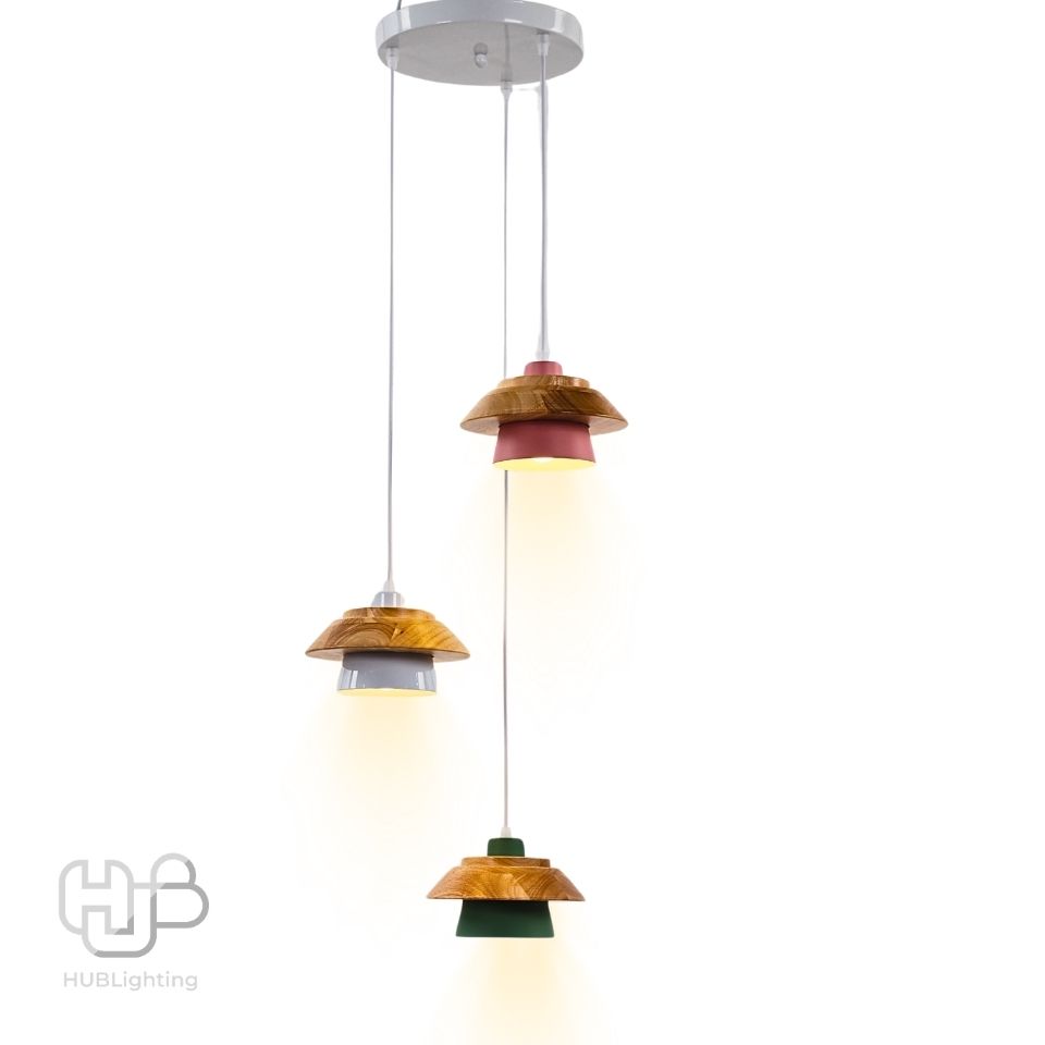 โคมไฟเพดาน PENDENT ช่อ 7794/3 WH+PK+GR HUB LIGHTING