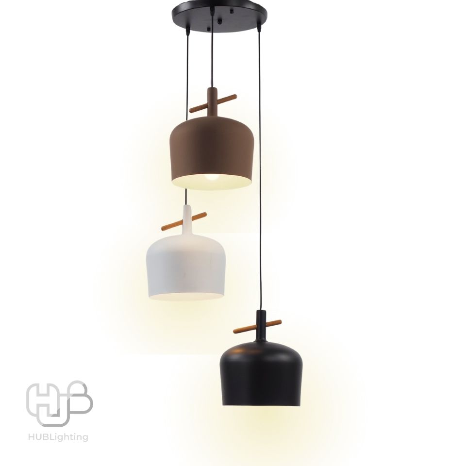 โคมไฟเพดาน PENDENT ช่อ 7025/3 BK+WH+BR (250x320) HUB LIGHTING
