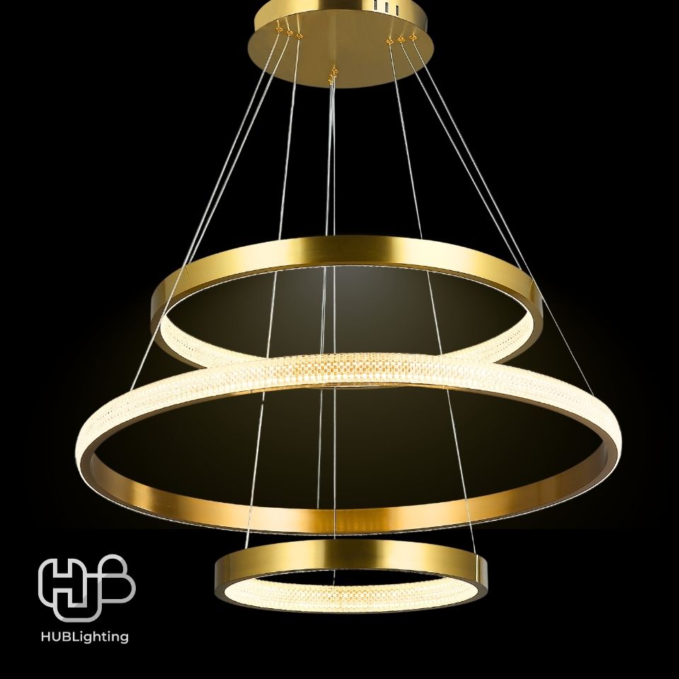 โคมไฟเพดาน PENDENT LED D230224/3A BRASS+CLEAR (400+600+800) HUB LIGHTING