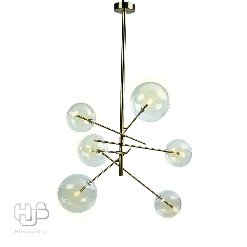 โคมไฟเพดาน PENDENT ช่อ D170517/6 AB+CLEAR GLASS G9 HUB LIGHTING