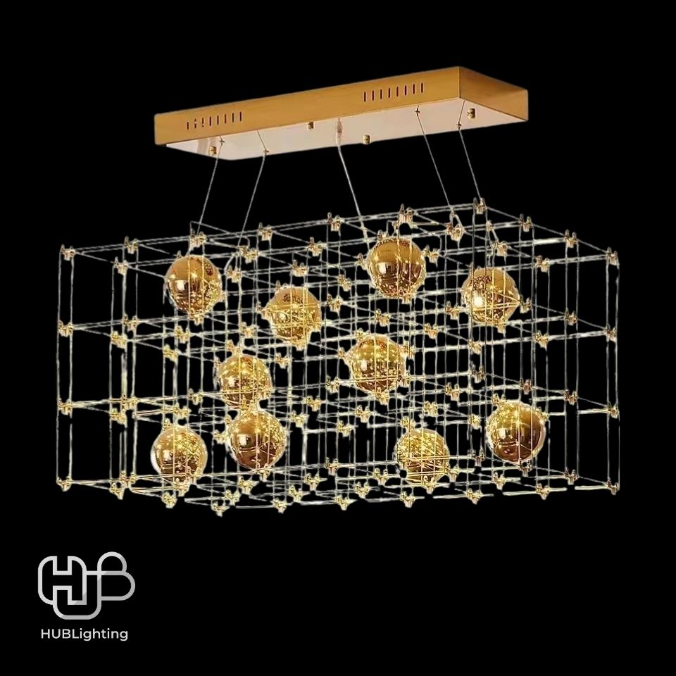 โคมไฟเพดาน PENDENT LED D131018/1 CHROME+GOLD BALL (1200x600x750) HUB LIGHTING