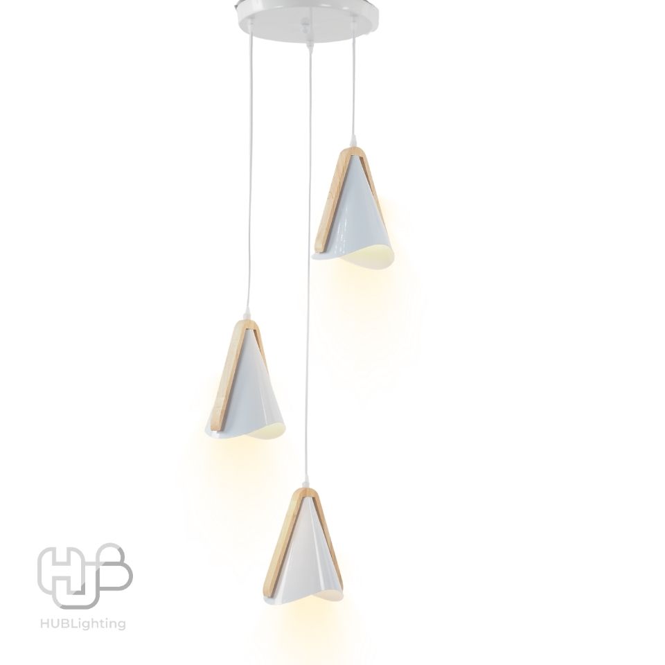 โคมไฟเพดาน PENDENT 3 ช่อ 7799/3 WH (180x250 E27 HUB LIGHTING