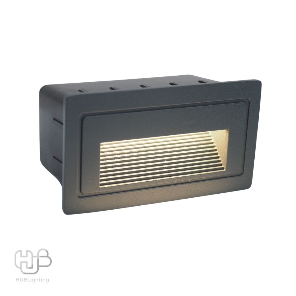 โคมไฟผนัง STEP LIGHT ฝัง B1156 GY (105x65) เทา Warmwhite 3000K HUB LIGHTING
