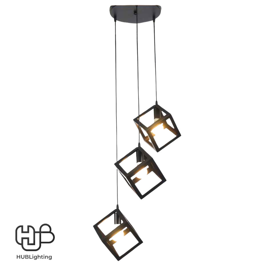 โคมไฟเพดาน PENDENT 3 ช่อ 2213-3BK E27 HUB LIGHTING