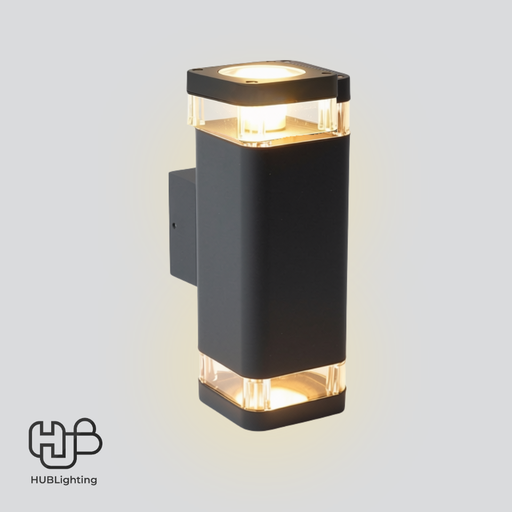 [DWAO0330] โคมไฟผนังภายนอก PY1006 BK ดำ 2x HUB LIGHTING
